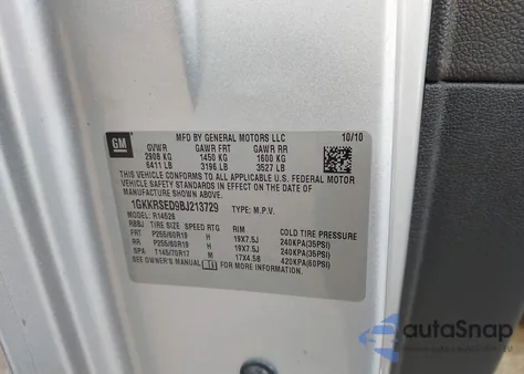 2011 GMC Acadia Slt-2 из США, поврежденный, VIN 1GKKRSED9BJ213729